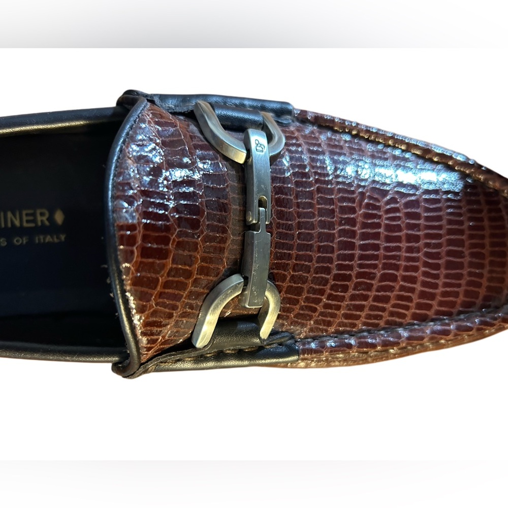 Donald J. Pliner Nadim Horsebit Loafers Croc Embossed Leather Size 9.5 - Italy - Picture 3 of 9